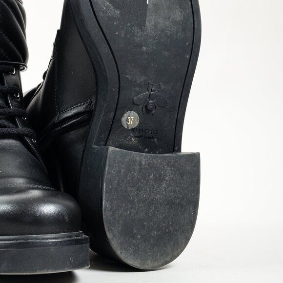 *SOLD* Gucci Flores Calfskin Nappa Matelasse GG Black Combat Boot - Picture 8 of 12